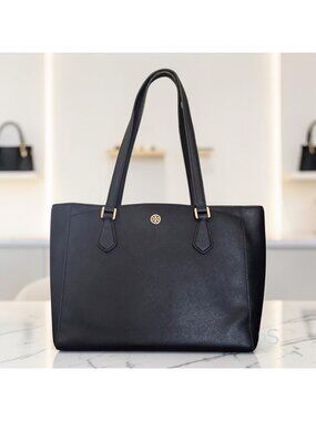 Tory Burch Black Stefano Leather Robinson Shoulder Bag